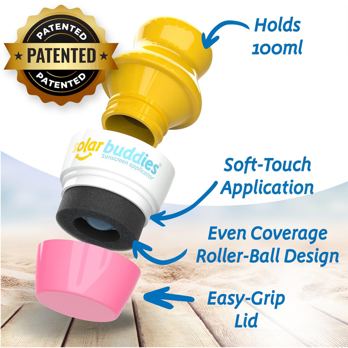 Solar Buddies Sunscreen Applicator - Single Pink - Refillable Roll on Sponge Sunscreen, Suncream & Lotion Applicator For Kids, Adults & Families - Holds 3.4fl oz, Perfect Size for Travel — view 2