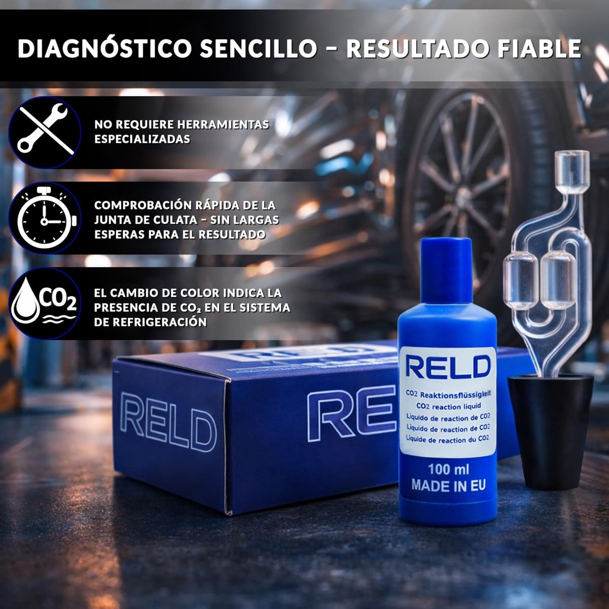 RELD - Detector de Culata Universal para Todos los Coches y Motocicletas, Detector de Fugas de CO2, para 50 Pruebas — view 2