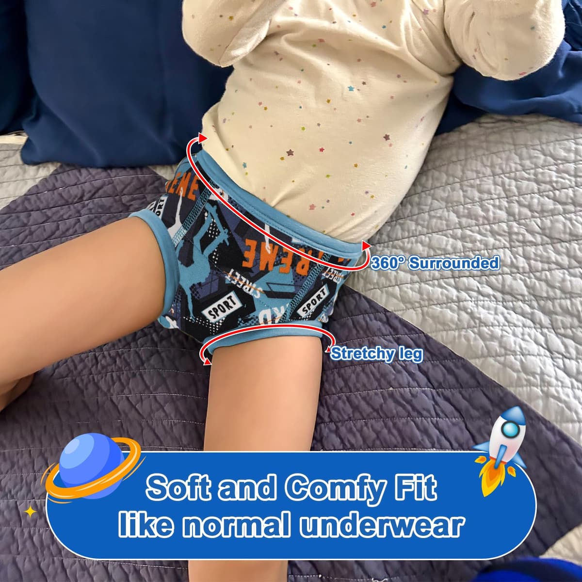 MOEMOE BABY Toddler Training Underwear Cotton Potty Training Pants Absorbent Toddler Pee Pants for Boys and Girls, 4 Packs — view 5