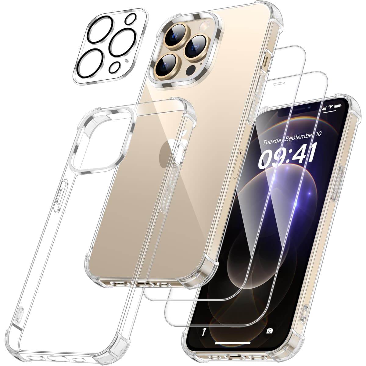 FLLAO 4 en 1 Funda para iPhone 15 con 2 Protector Pantalla y 1 Protector Lente Cámara, [Almohadilla de Aire integrada] Antigolpes Antiarañazos Carcasa 6,1 Pulgadas, Transparente — view 39