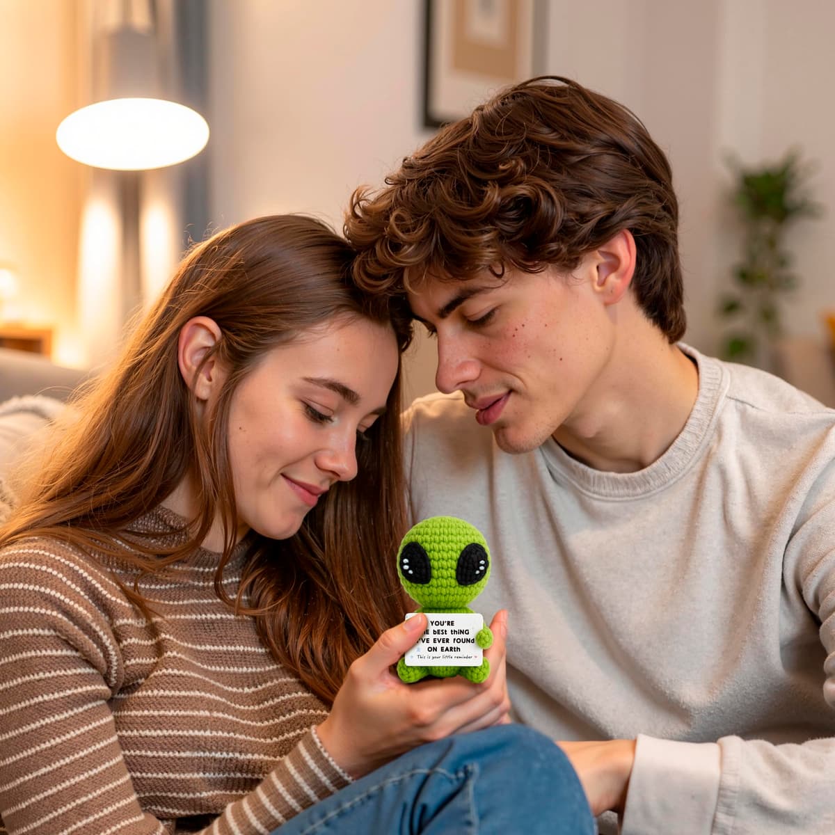 Crochet Alien Plush with Love Message – “You’re the Best Thing I’ve Ever Found on Earth” – Handmade Valentine’s Day Gift for Girlfriend, Boyfriend, Wife or Husband – Cute — view 5