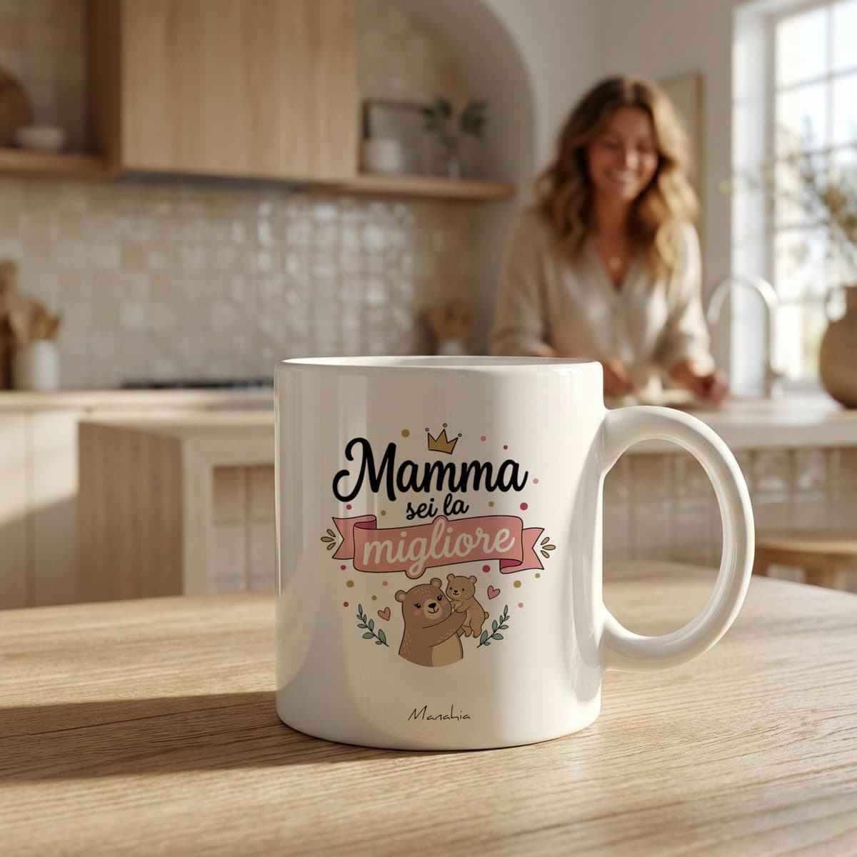 Manahia - Taza Mamá Eres la Mejor | Regalo Original Día de la Madre, Cumpleaños, Navidad | Detalle para Mujer con Diseño de Osos y Corona | Incluye Caja Kraft — view 4