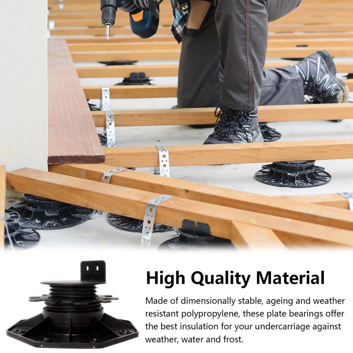 Soportes de Pedestal, 20 Piezas de Soportes de Pedestal de Altura Ajustable de 30 a 60 mm Pies Ajustables con Capacidad de Carga de 800 kg Placas de Rodamiento de Placas para Jardín Balcón — view 2