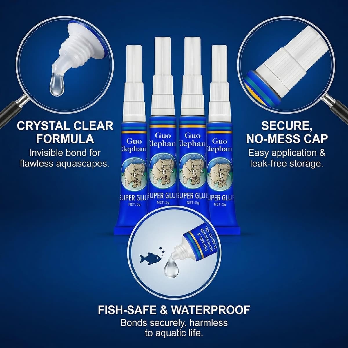 Accesorios para acuarios, 4 tubos de pegamento específico para acuarios, de fraguado rápido, limpio y seguro para peces y camarones. — view 5