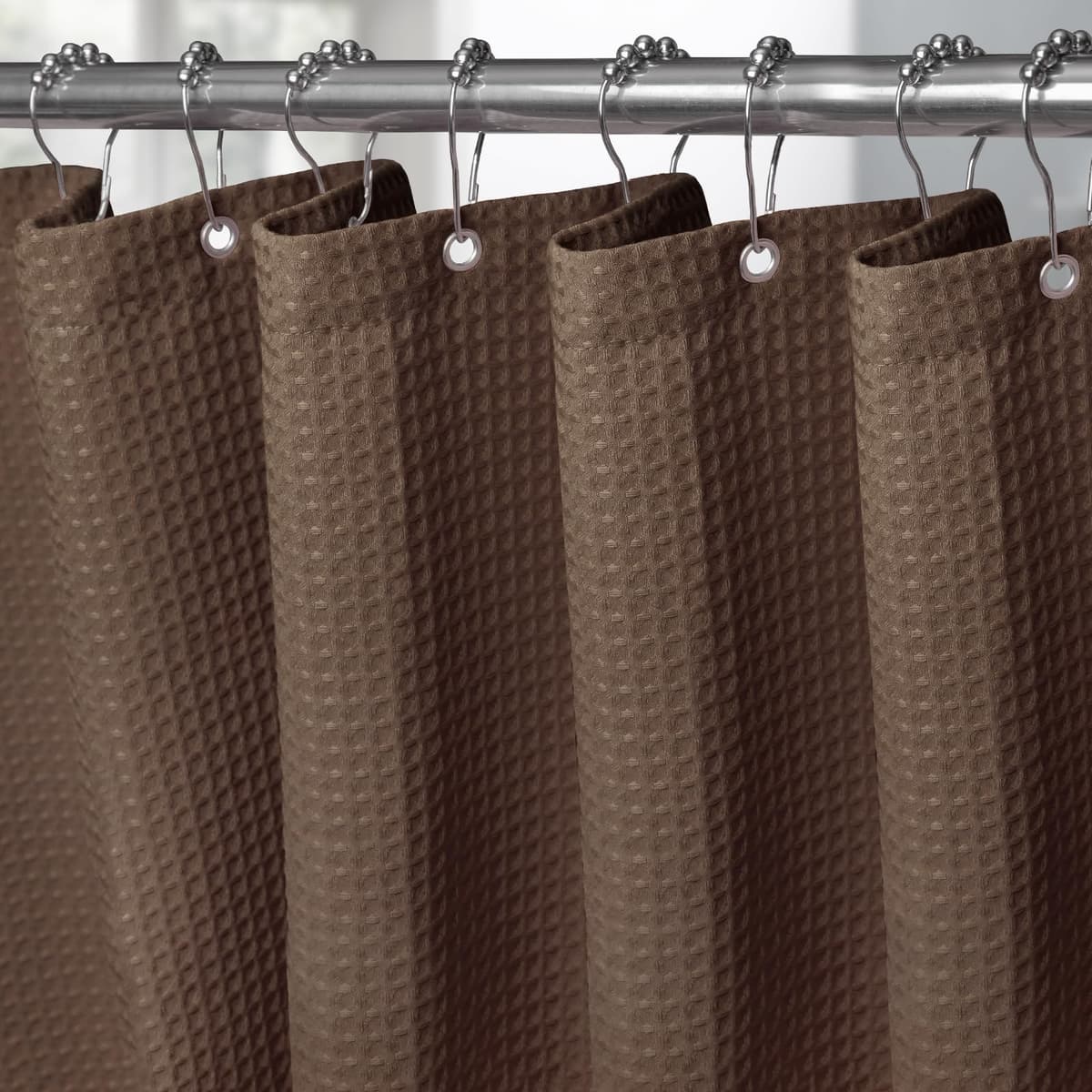 Cortina de Ducha para Baño Impermeable con Ganchos de Metal Cortina de Ducha de Tela Waffle Cortina de Baño Resistente y Antimoho para Bañera o Cabina - 152 x 182 cm (Blanco) — view 20