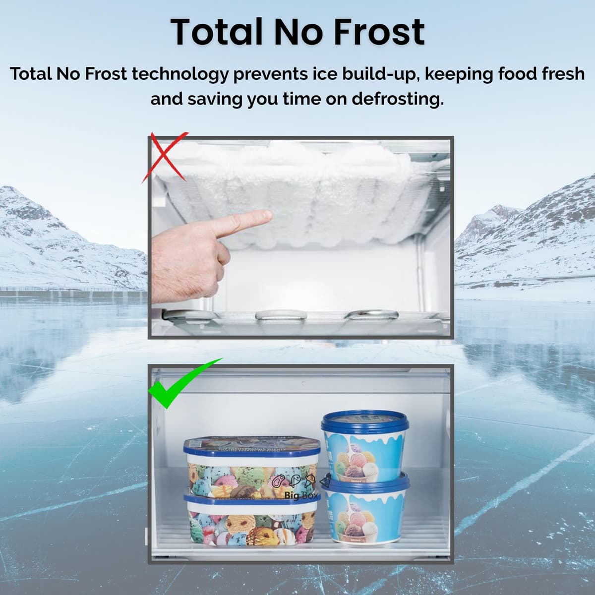 Teknix BITHTZFF Integrated Tall Freezer - Built-in with 235L Capacity - Total No Frost - Suitable for Outbuildings - Digitals Controls - Two Year Cover - White, H177.2 x W54.0 x D54.5 (cm) — view 4