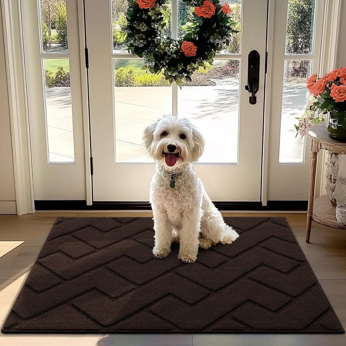 Biscpro Door Mats Indoor,Dirt Trapper Mat Absorbent Non-Slip Low Profile Doormat for Entrance,Inside, Kitchen,Front Door Mat Washable for Pets and Dogs— 50x80cm,Grey — view 20