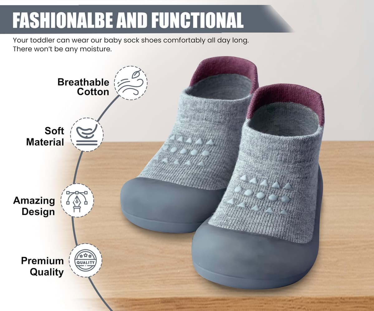 Dookeh Baby Shoes Boys Girls First Walking Shoes Non Slip Soft Sole Sneakers Toddler Infant Babygirl Sock Shoes — view 7