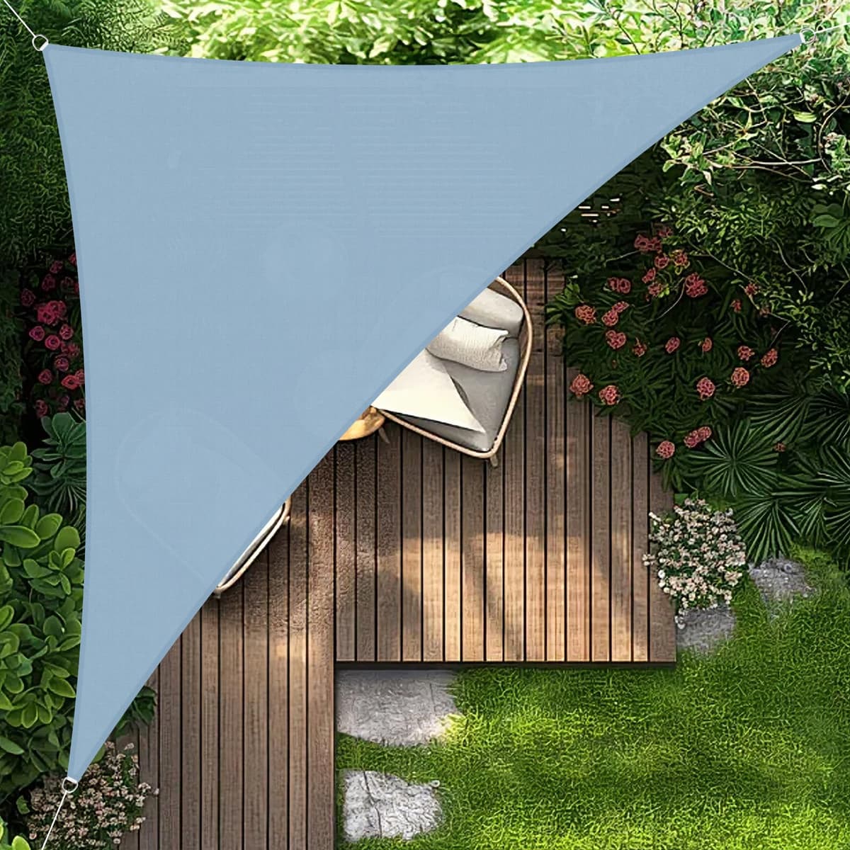 HENG FENG Toldo Vela de Sombra Rectangular 4x5m, PES 160 g/m² Impermeable, 95% Bloqueo UV, para Exterior en Terraza, Jardín, Patio - Incluye Cuerda de Fijación - Beige — view 27