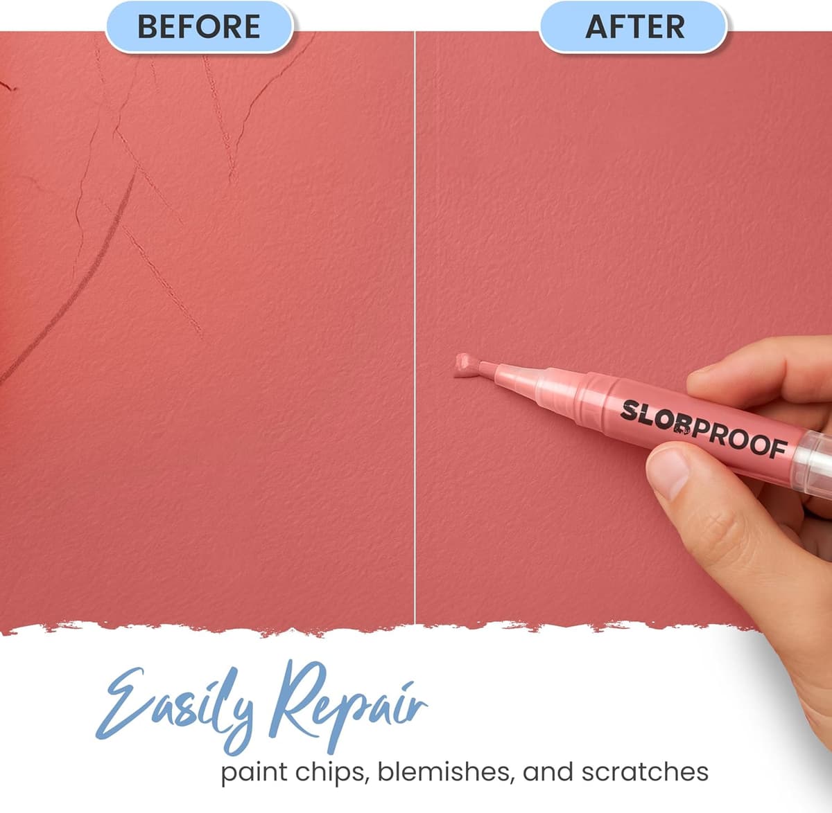 Slobproof Refillable Touch-Up Paint Pen, Mess-Free, Reusable Wall Paint Repair Tool, Precise Application, DIY Home Improvement, Furniture, Arts and Crafts, Patented Design, Easy Storage, Pack of 2 — view 2