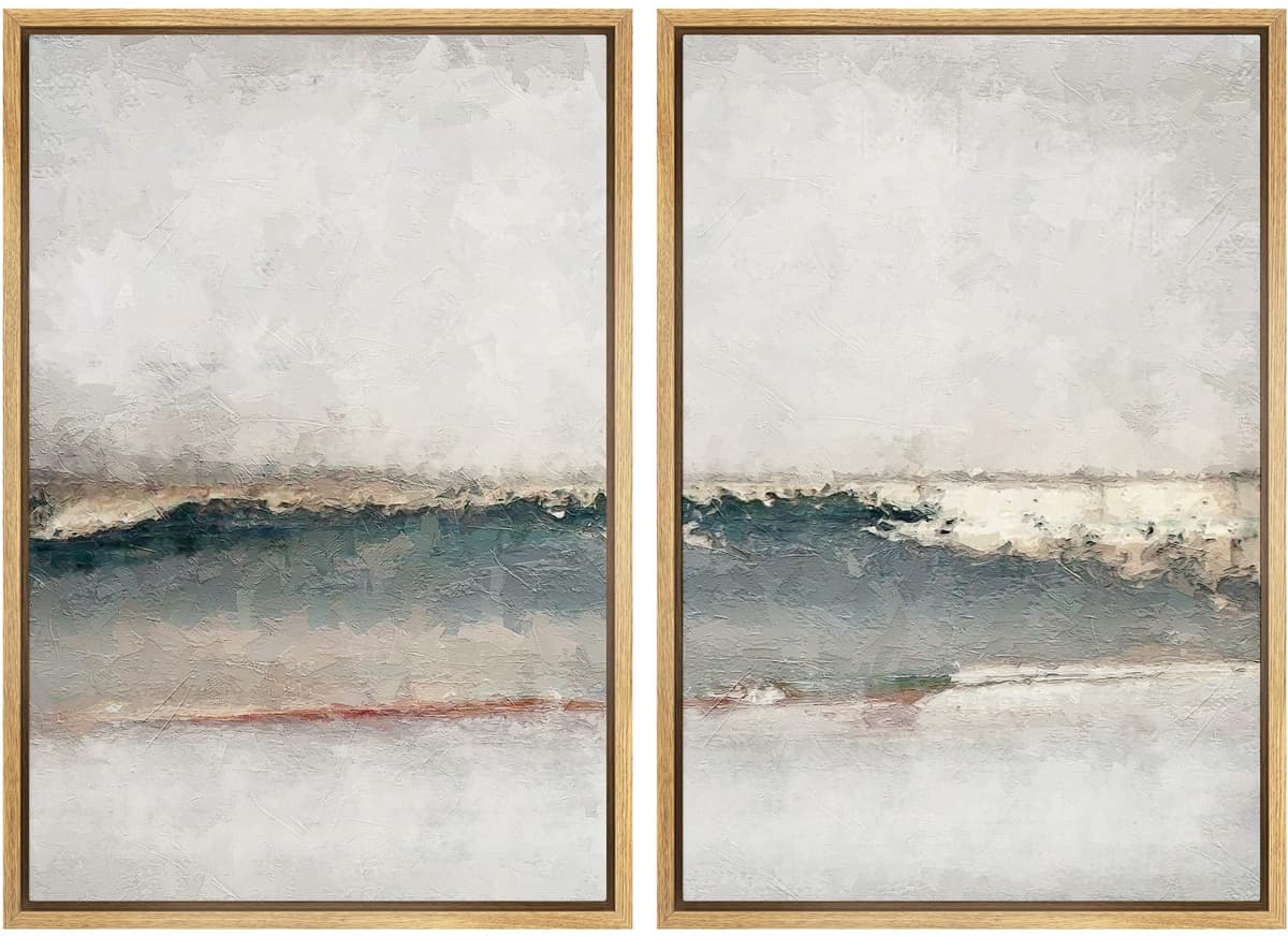 MUDECOR Framed Canvas Print Wall Art Set Watercolor Pastel Duotone Tan Landscape Abstract Shapes Illustrations Modern Art Decorative Contemporary for Living Room, Bedroom, Office - 24"x36"x2 Natural — view 105