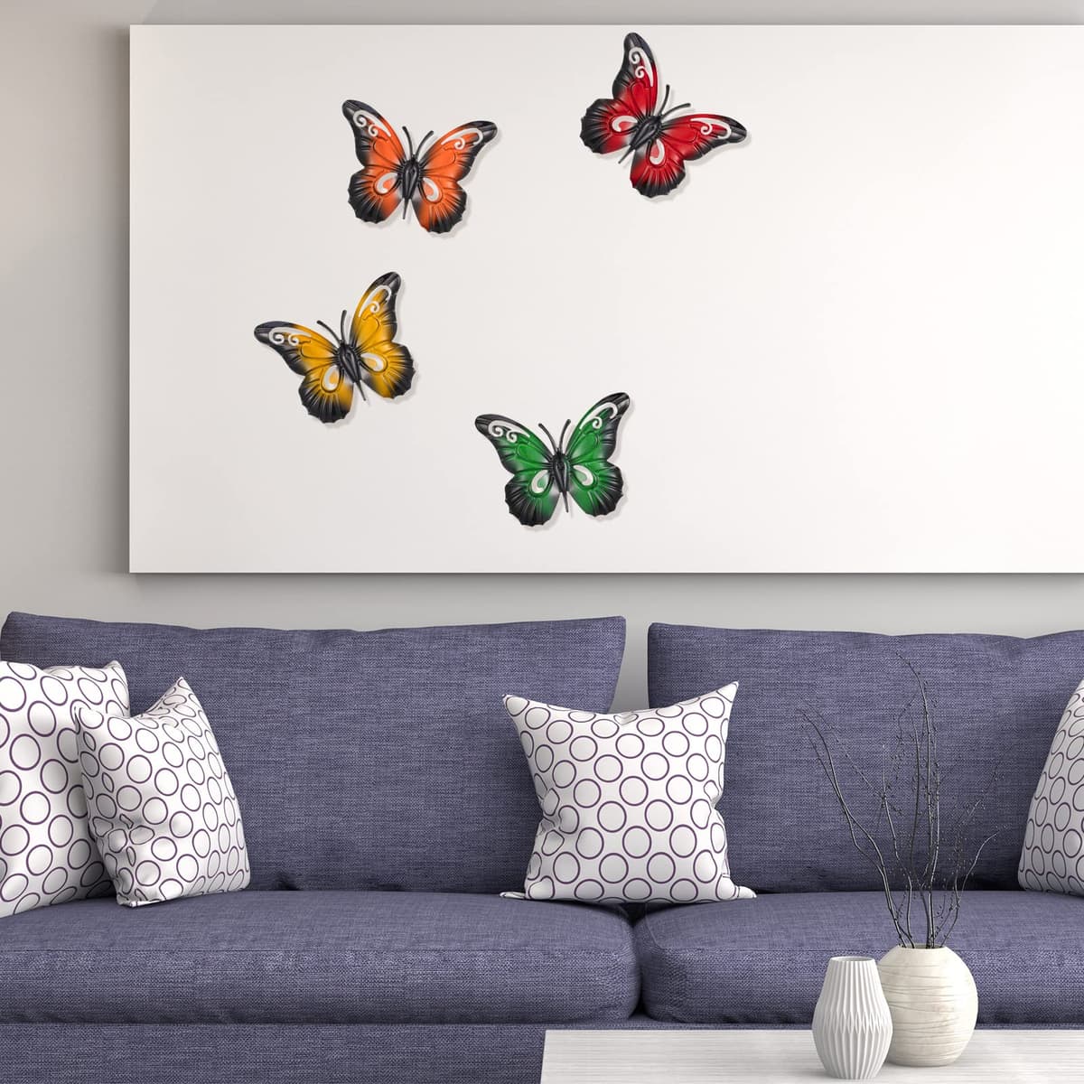 Dacitiery 6PCS Garden Butterfly Metal Wall Art Decorations Butterflies Sculptures Fence Ornaments (3.5 x 2.8 Inch, 6 Coloured) — view 5