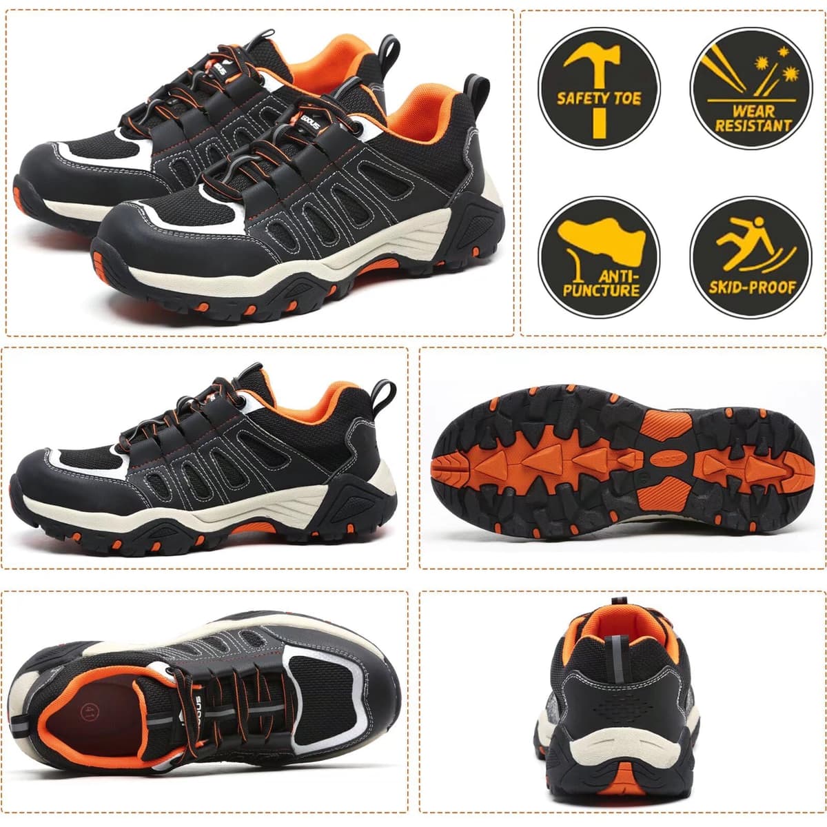 ISOOUS Zapatos de Seguridad Hombre Mujer Calzado de Trabajo Comodo Ligeros con Punta de Acero Transpirable Anti-pinchazos — view 2