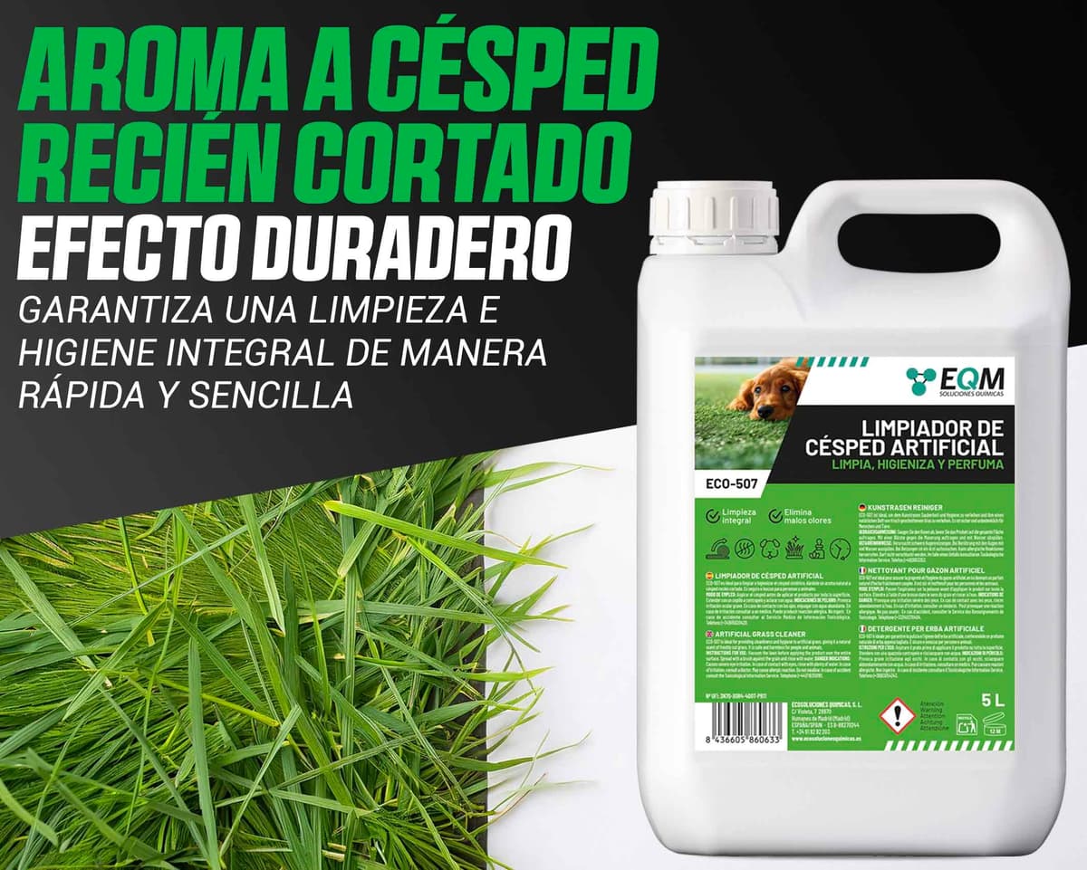 EQM - ECO-507 - Limpiador e Higienizante de Césped Artificial - 5L - Limpia, Higieniza y Perfuma - Formato Ahorro, Larga Duración - No Tóxico — view 6