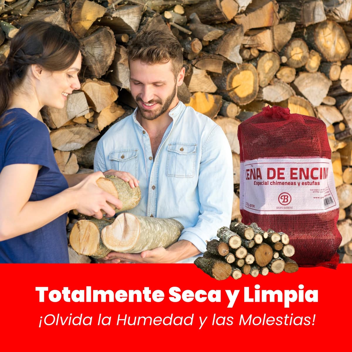 Leña Encina Saco 12kg Madera Dura Secada Horno Alto Rendimiento Calor Intenso Llama Duradera Ideal Chimenea Estufa Barbacoa Interior Exterior Combustión Lenta Baja Humedad Ecológica Limpia — view 5