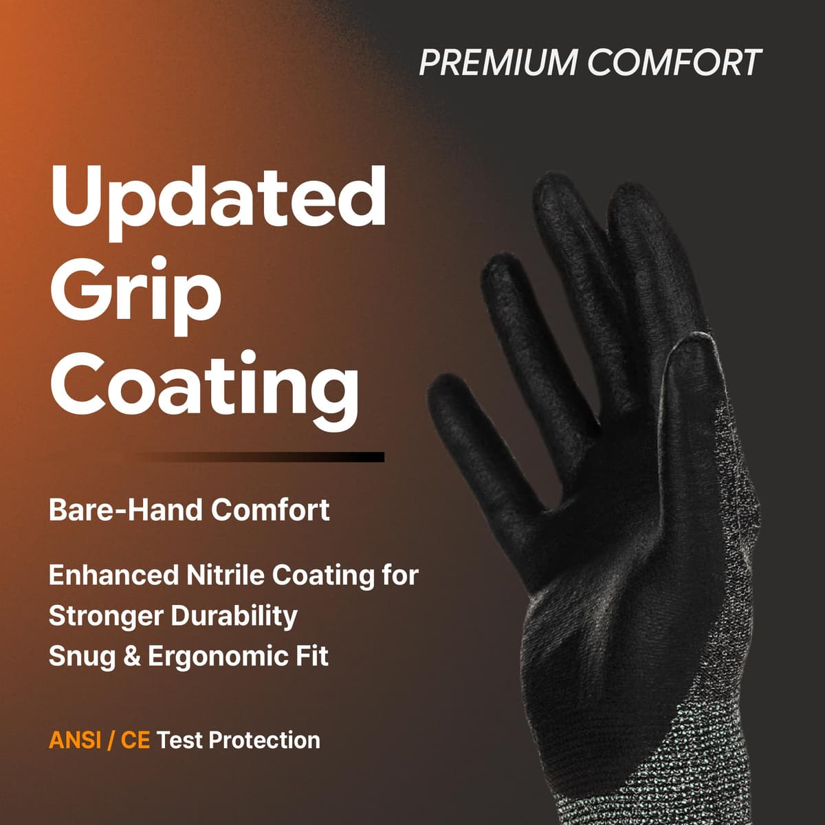 DEX FIT Guantes de Trabajo FN330, Ajuste Cómodo Elástico 3D, Buen Agarre, Recubrimiento de Espuma Duradero de Nitrilo, Táctil, Fino y Ligero, Lavable en la Lavadora — view 2