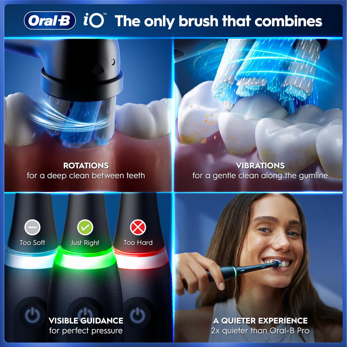 Oral-B iO5 Electric Toothbrushes For Adults, 1 Toothbrush Head and Travel Case, 5 Modes With Teeth Whitening, 2 Pin Plug, Black — view 4