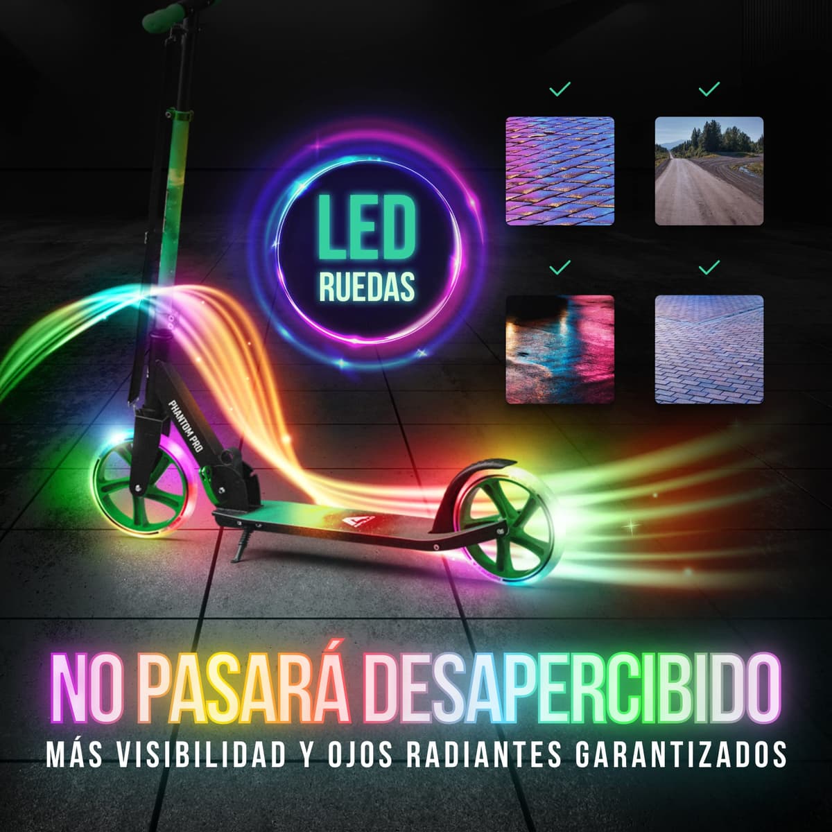 Apollo Phantom Pro City Scooter – Ruedas XXL, Plegable, Altura Regulable, Patinete para Adultos, niños y jóvenes, Compacto — view 4