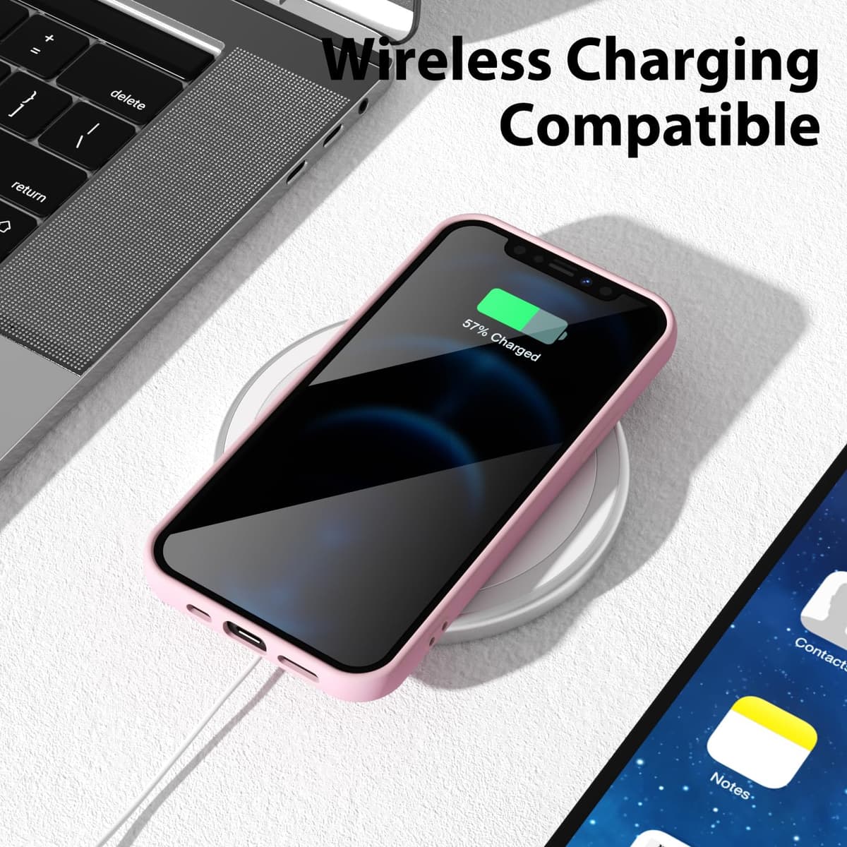 oakxco for iPhone 17 Pro Max Phone Case Liquid Silicone, Cute Thin Slim Grip Soft Rubber Gel for Women Men, Smooth Matte TPU Plain Solid Color Girly Simple Case with Camera Cover, Light Pink — view 1093