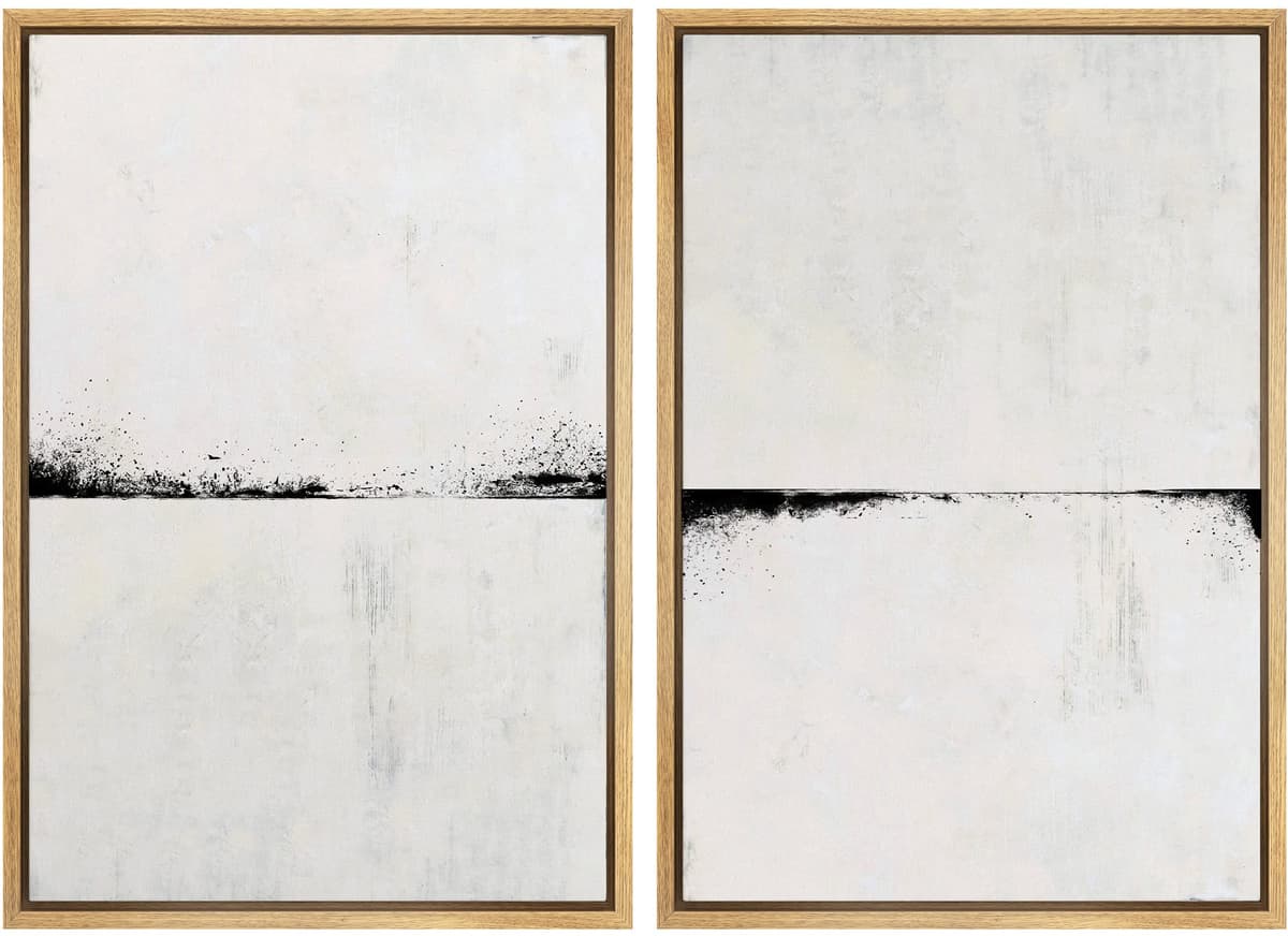 MUDECOR Framed Canvas Print Wall Art Set Watercolor Pastel Duotone Tan Landscape Abstract Shapes Illustrations Modern Art Decorative Contemporary for Living Room, Bedroom, Office - 24"x36"x2 Natural — view 74