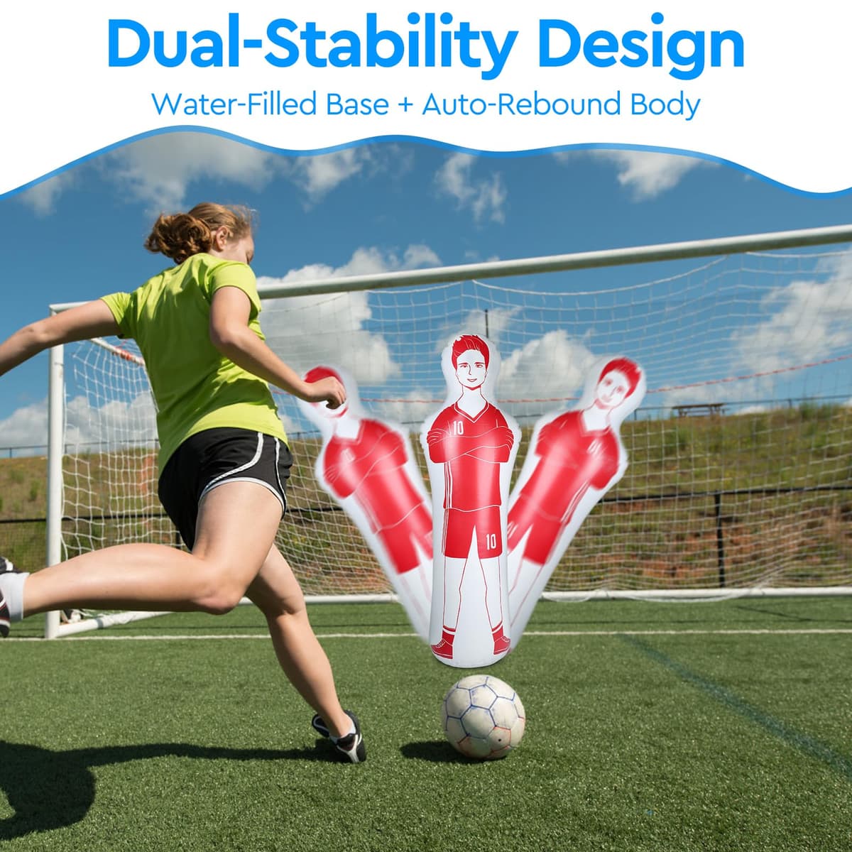 EFUTURETIME Maniquí Inflable de Fútbol de PVC, Muñeco aéreo de Portero Fácil de Plegar y Guardar, Saco de Boxeo Inflable para Entrenar en Fútbol, Baloncesto y Boxeo — view 4