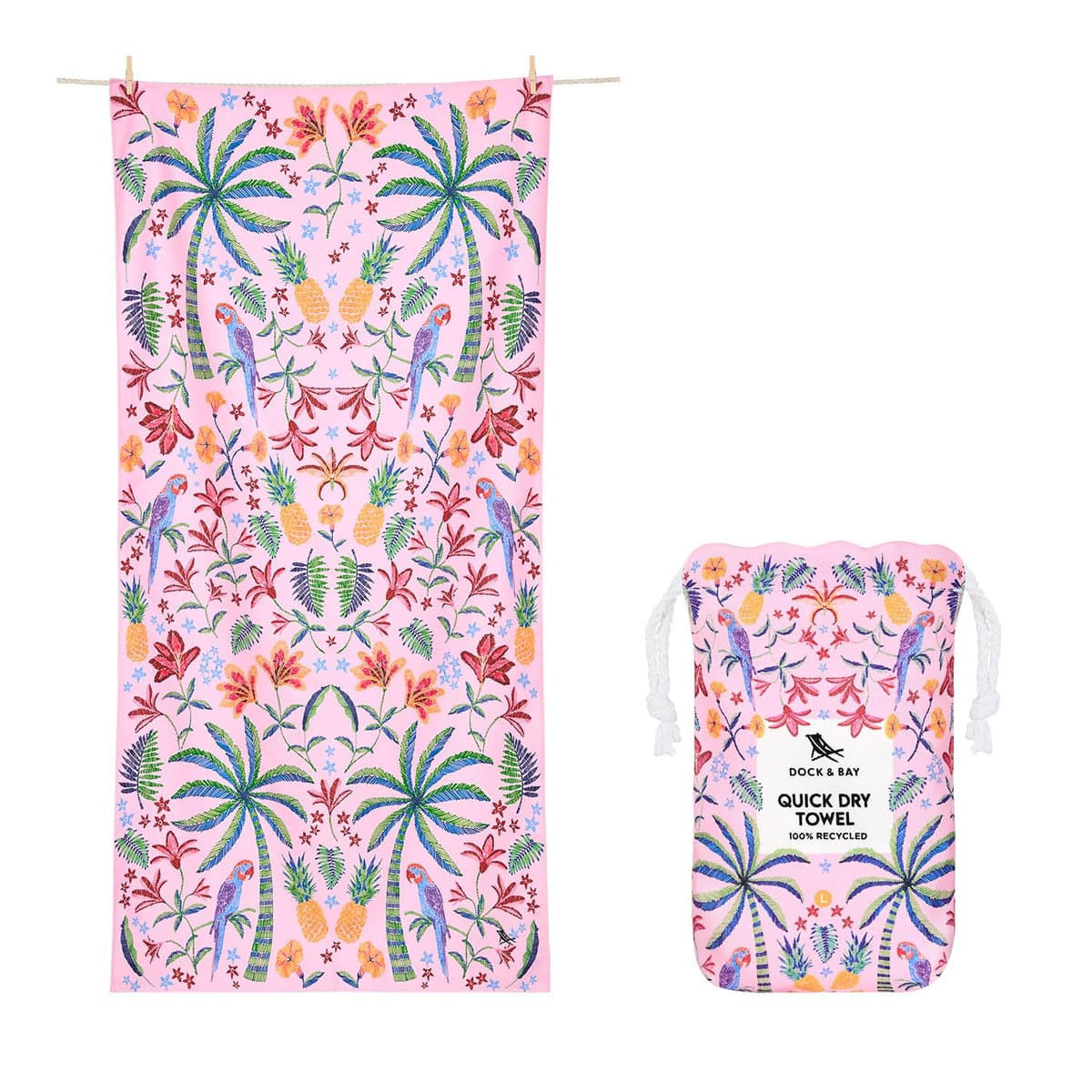 Dock & Bay Beach Towel - Quick Dry, Sand Free - Compact, Lightweight - 100% Recycled - Includes Bag - Cabana - Whitsunday Blue - Large (160x90cm, 63x35) — view 40