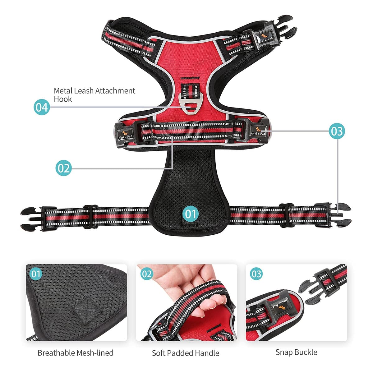 HEELE Dog Harness Medium No Pull Dog Vest Harness with Soft Handle Reflective Pet Harness for Outdoor Training Walking, Black, M — view 172
