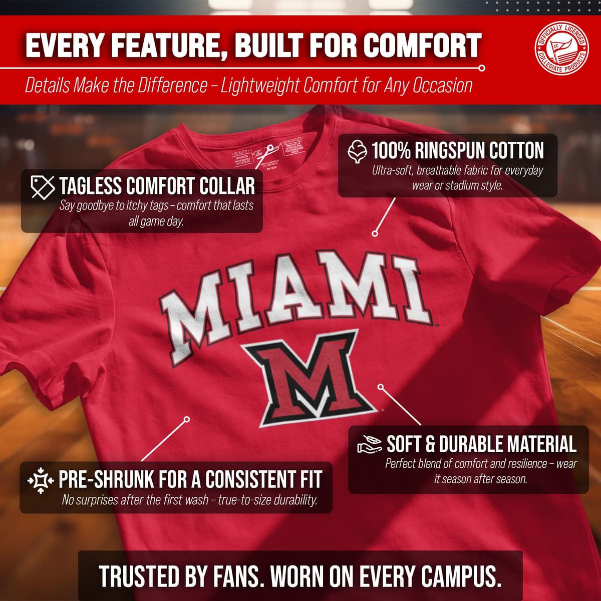 NCAA Adult Gameday Cotton T-Shirt - Premium Quality - Semi-fitted Style - Officially Licensed Product — view 3