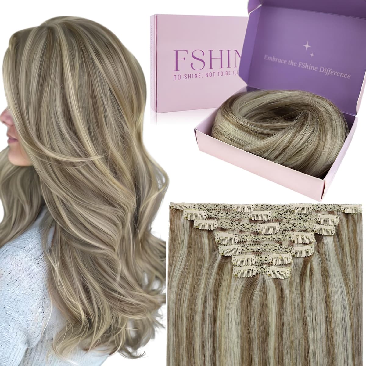 Fshine Clip in Hair Extensions Human Hair Copper Hair Extensions 18 Inch 120 g 7 pcs Color 330 Natural Straight Hair Extensions for Women Real Human Hair — view 28