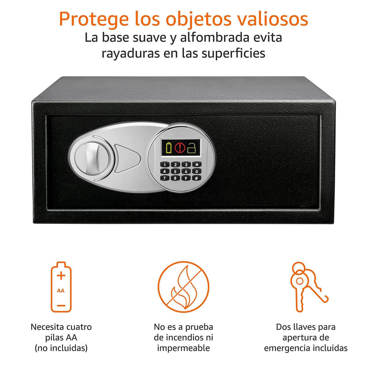 Amazon Basics Caja Fuerte de Seguridad de Acero con Cerradura con Teclado, Protege Dinero, Joyas, Documentos de identificación, 14 l, 35 cm x 25 cm x 25 cm, Color Negro — view 37
