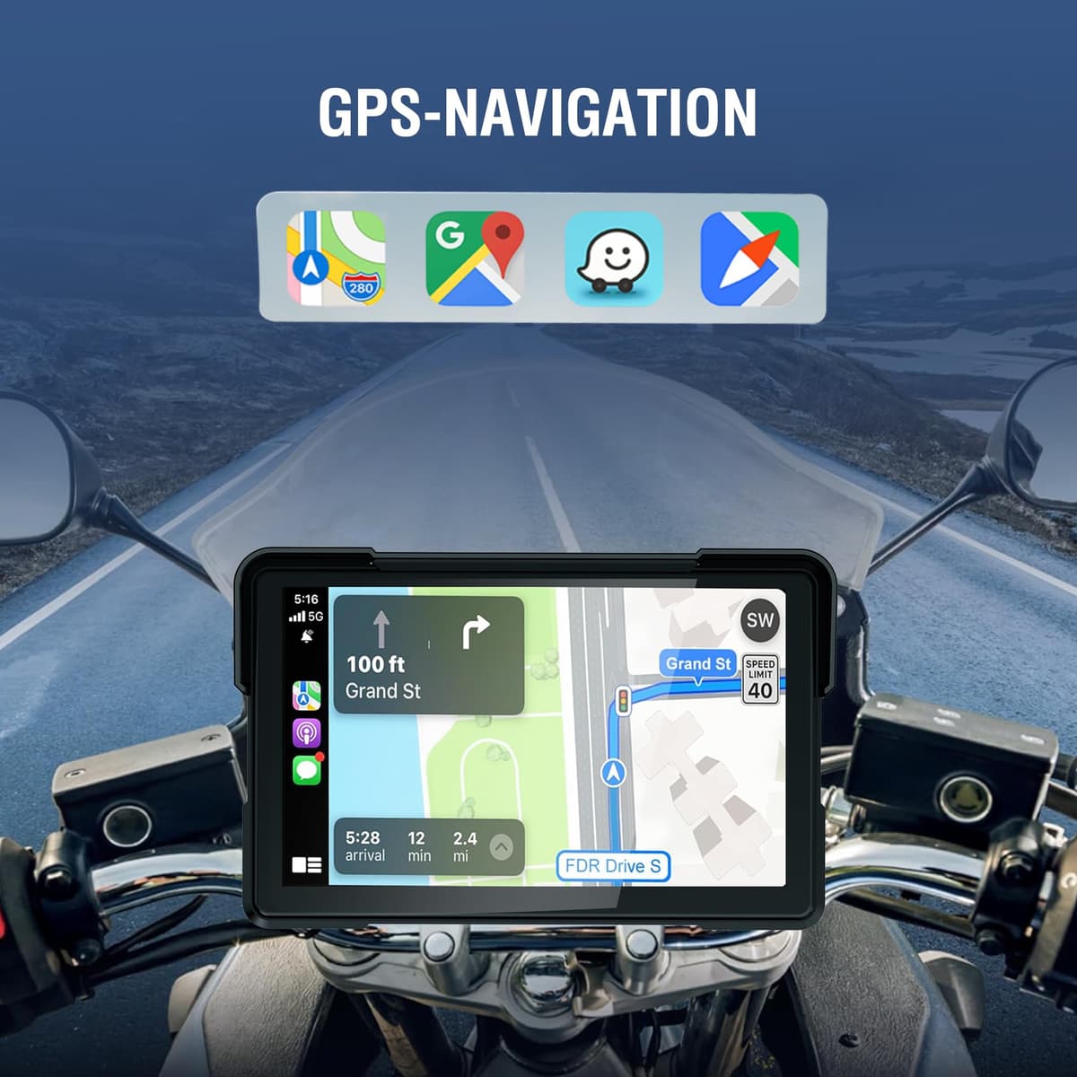 PARKVISION 7-Inch Waterproof Motorcycle Sat Nav Motorbike Carplay Screen with Wireless Apple CarPlay & Android Auto – Bluetooth Touchscreen Display Motorbike Carplay Screen — view 5