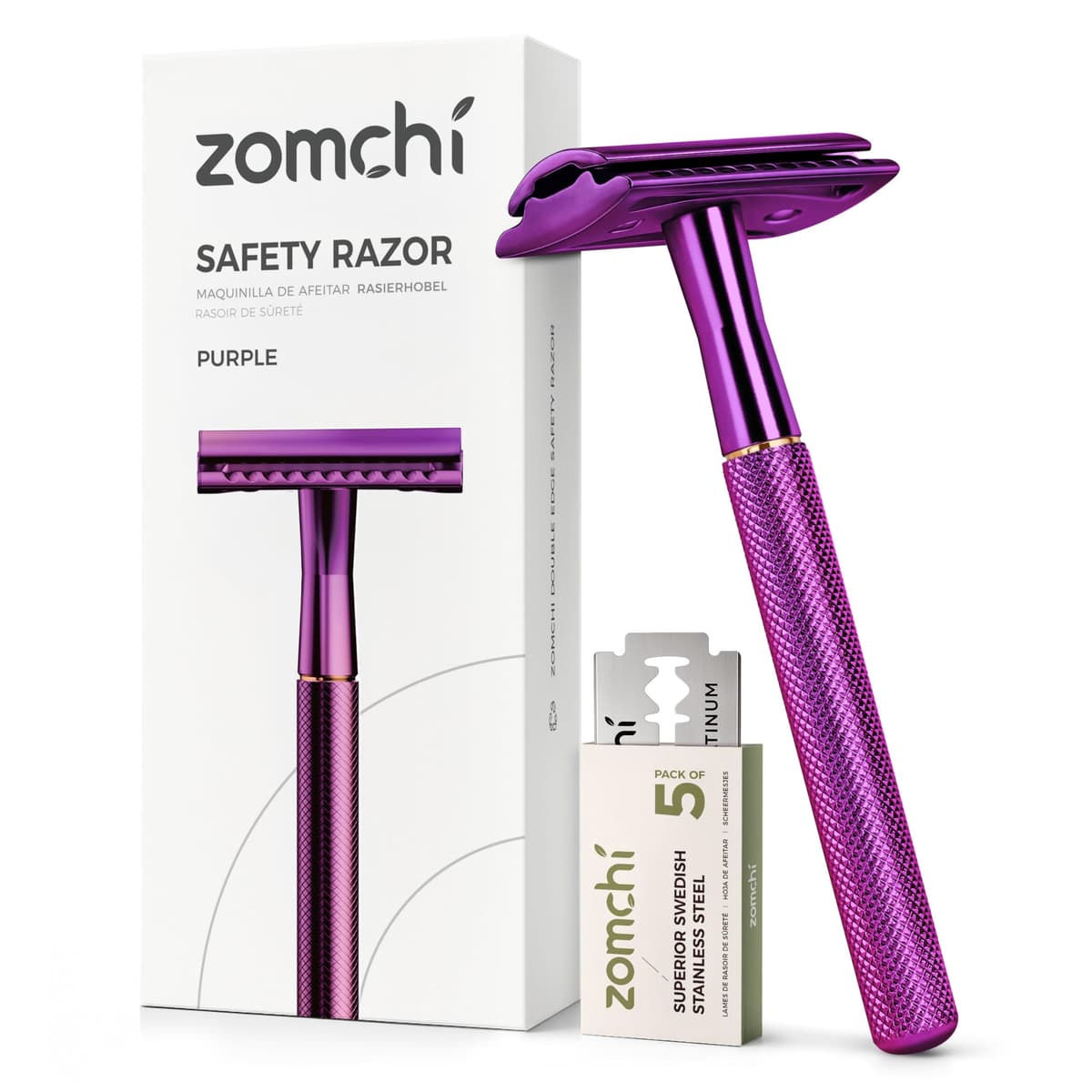 Maquinilla de afeitar de seguridad de doble filo con soporte en plata, maquinilla de afeitar clásica para hombre con 10 cuchillas, construcción de acero inoxidable duradera y duradera — view 21