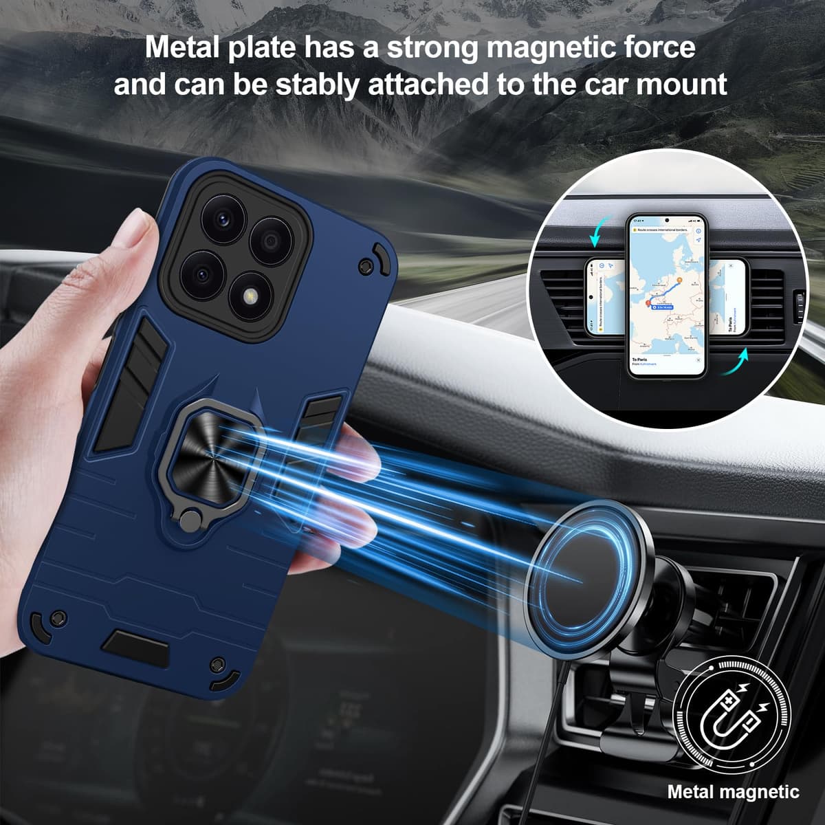 Funda para CMF Phone 2 Pro, Carcasa Antigolpes con Soporte anular metálico, Case Protectora de Grado Militar, Negro — view 1195