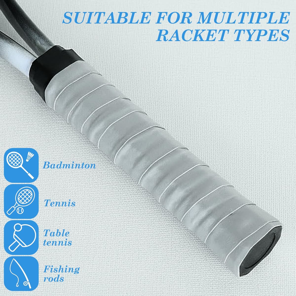 10 piezas Color Cintas de Agarre de Raqueta, Autoadhesivo Antideslizante y Respirable grip raqueta para tenis squash bádminton y tenis de mesa — view 3