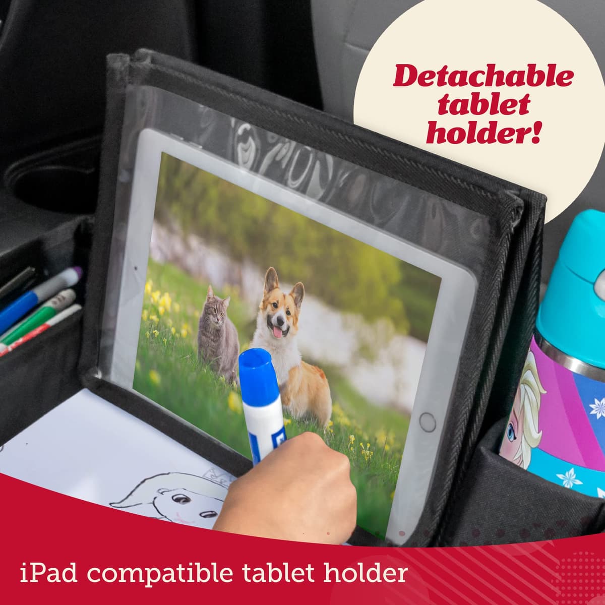 Kids Travel Tray for Toddler Car Seat (2 Pack) - Travel Tray for Kids Car Seat, Lap Tray for Airplane, Kids Travel Desk Essential Accessories, Carseat Table Tray for Kids Road Trip Activities, Black — view 4