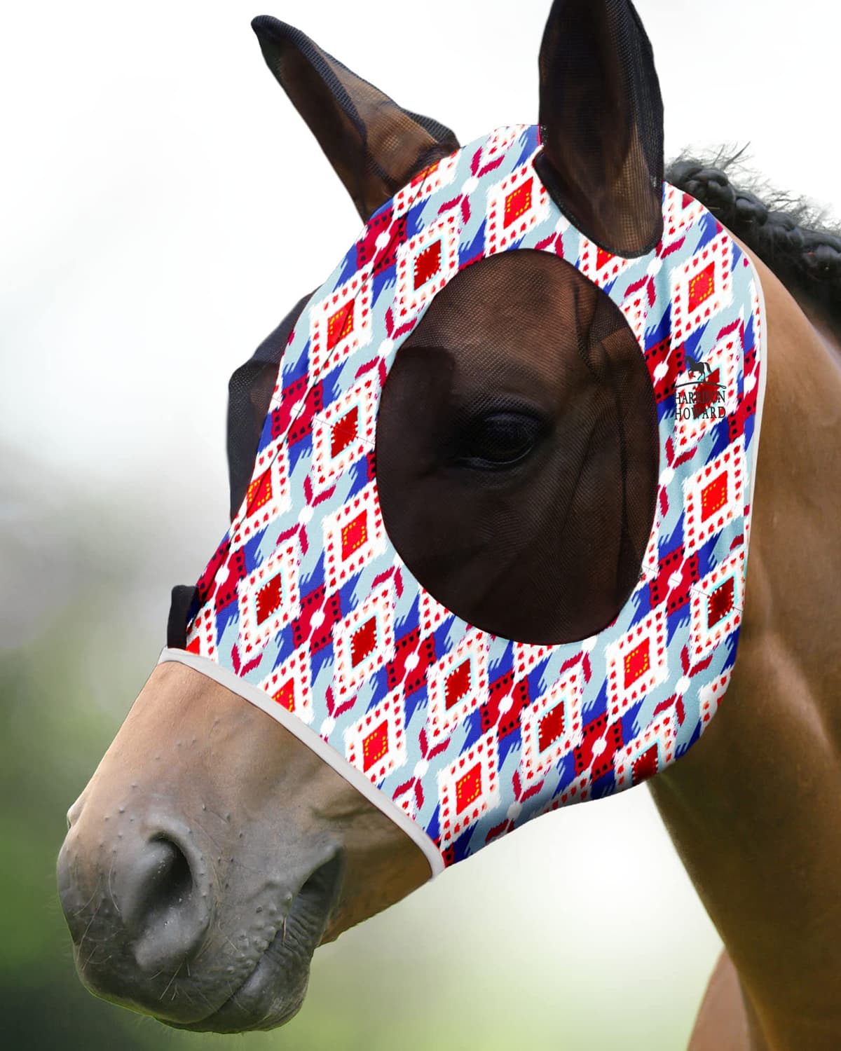 Harrison Howard Máscara elástica para Moscas de Caballo, excelente Comodidad con protección UV, máscara estándar para Caballos, Azul Marino M — view 27