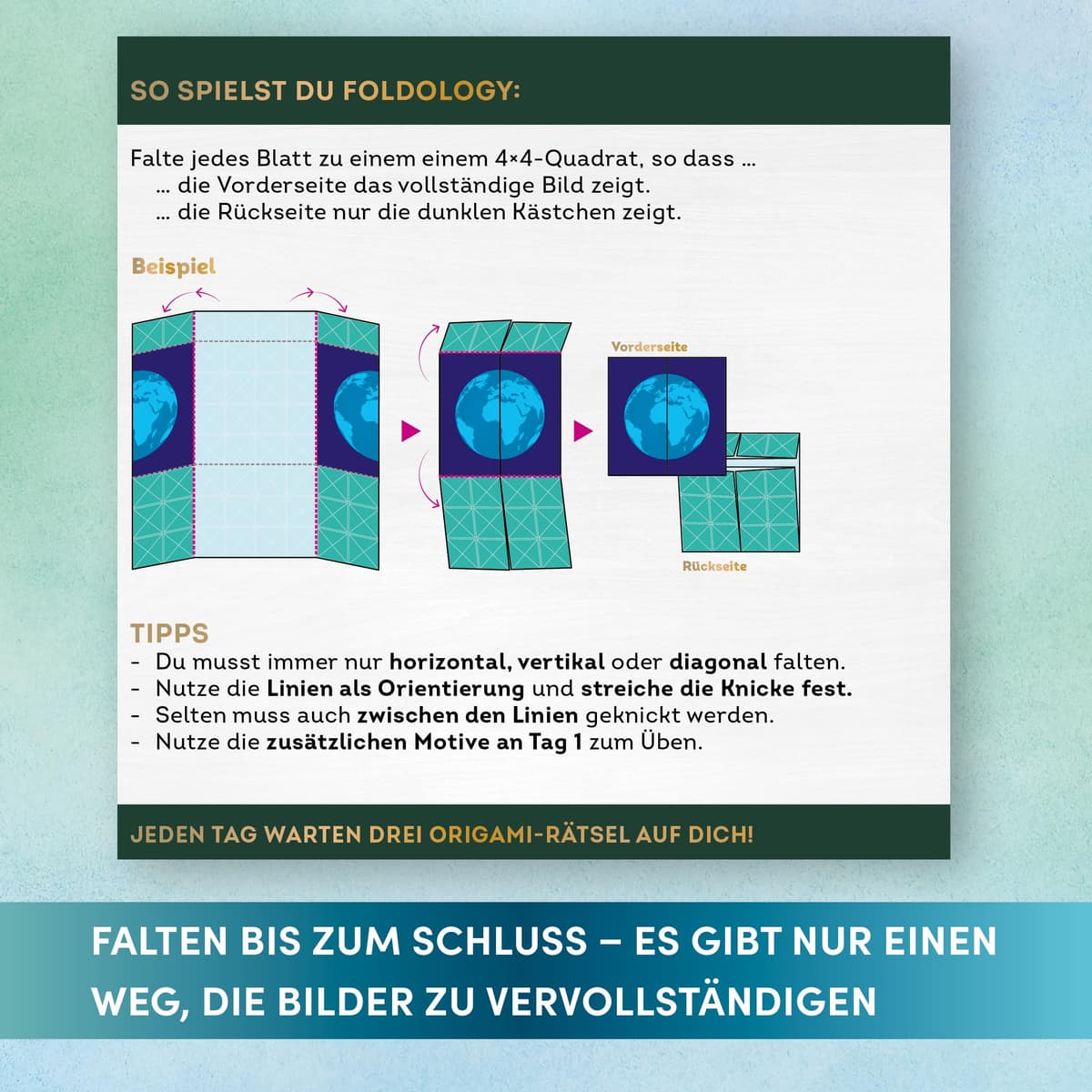 Foldology – El Calendario de adviento de Rompecabezas de Origami. Varios Rompecabezas Plegables únicos para Cada día de Adviento. Calendario de Adviento para Mentes Brillantes y Manos hábiles. Ideal — view 3