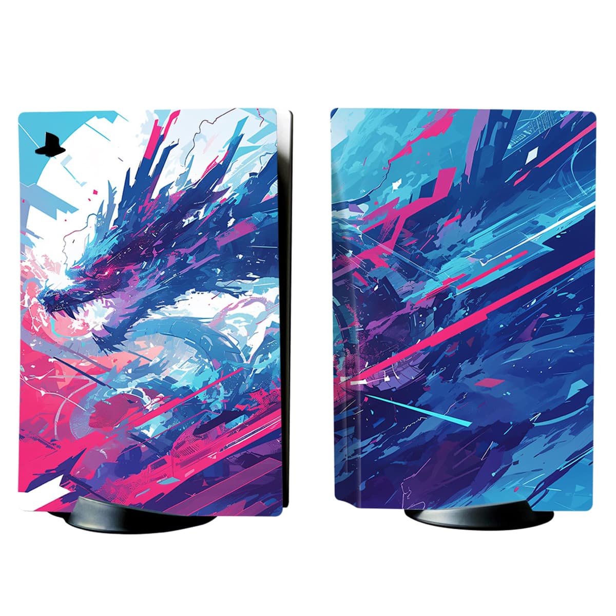 PlayVital Neon Dragoon Full Set Skin Decal for PS5 Console Disc Edition, Sticker Vinyl Decal Cover for PS5 Controller & Charging Station & Headset & Media Remote — view 4
