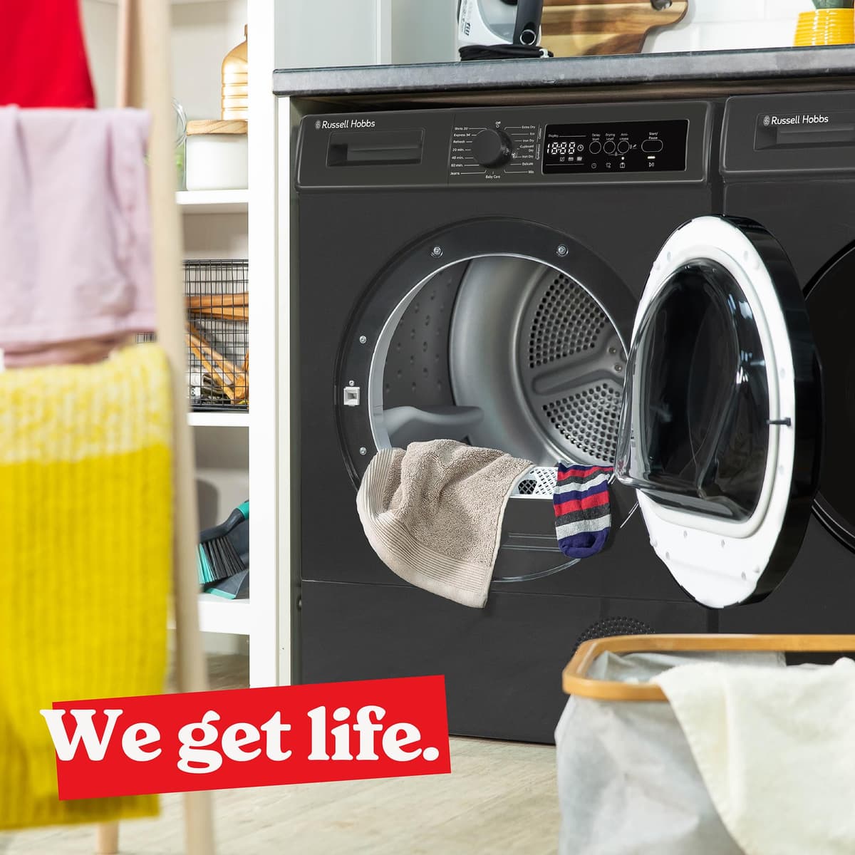 Russell Hobbs Freestanding Electric Heat Pump Condenser Tumble Dryer, 8kg Capacity, 15 Programmes, 3 Heat Settings, LED Display, Anti-Crease, Child Lock in Anthracite RH8HPTD1E12AN — view 9