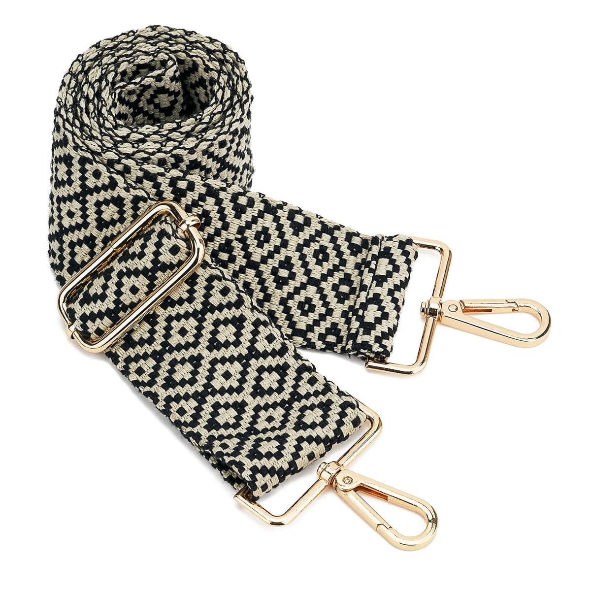ZOOEASS Wide Shoulder Strap, Guitar Style Adjustable Purse Strap with Gold Buckle Replacement Woven Crossbody Straps for Handbags((3.8CM) Shining Black) — view 120