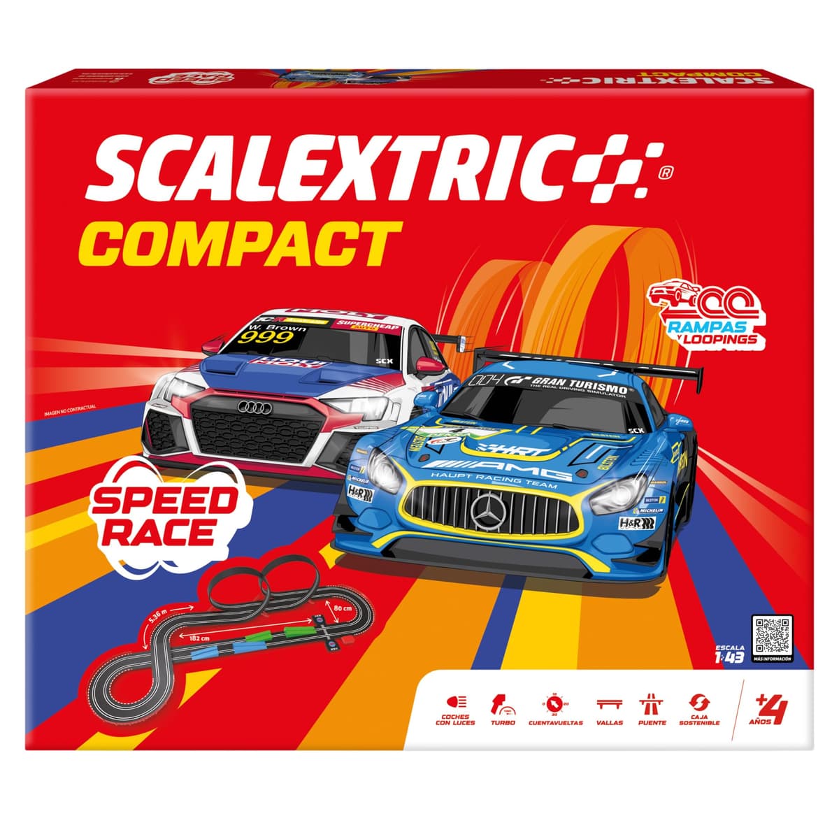 SCALEXTRIC - Circuito Compact - Pista de Carreras Completa - 2 Coches Incluidos - Escala 1:43 (Circuito Compact Speed Race)