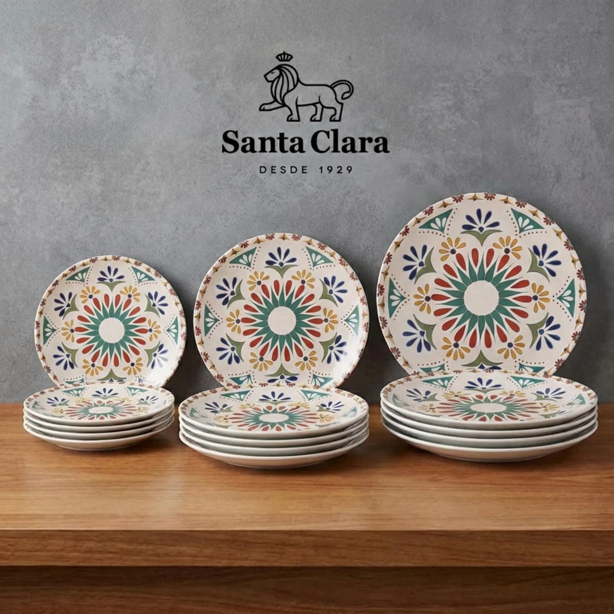 SANTA CLARA | Vajilla Completa 12 Piezas Cerámica Stoneware Redonda para 4 Personas, Apta Microondas y Lavavajillas, Vajilla Coimbra con Diseño Tradicional para Hogar y Cocina — view 2