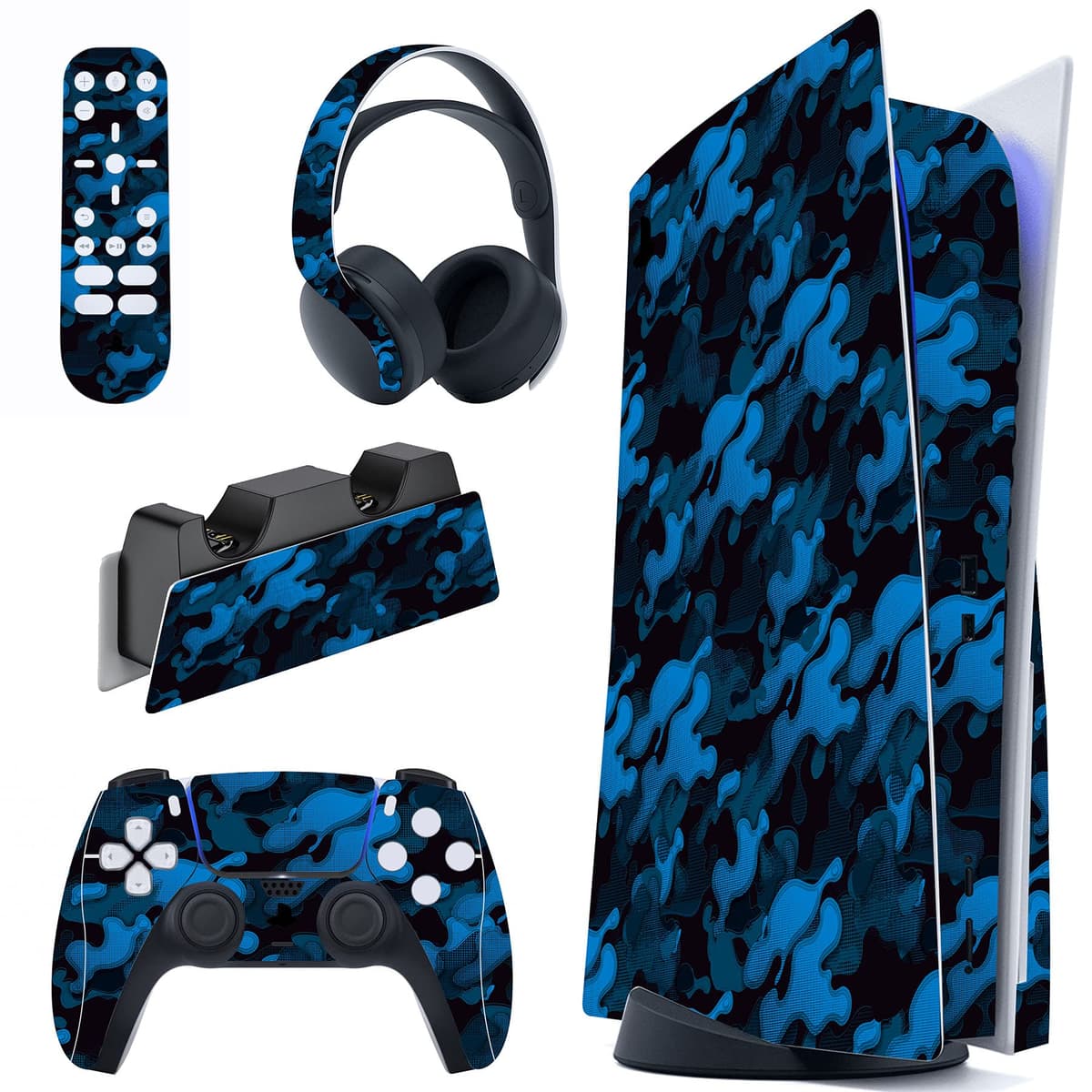 PlayVital Calcomanía Vinilo para ps5 Edición Disc - Pegatina Completa para Consola, Control, Base de Recarga, Control Remoto y Audífonos, Cubierta Protectora Adhesiva(Efecto de Mármol Dorado Rosa) — view 53