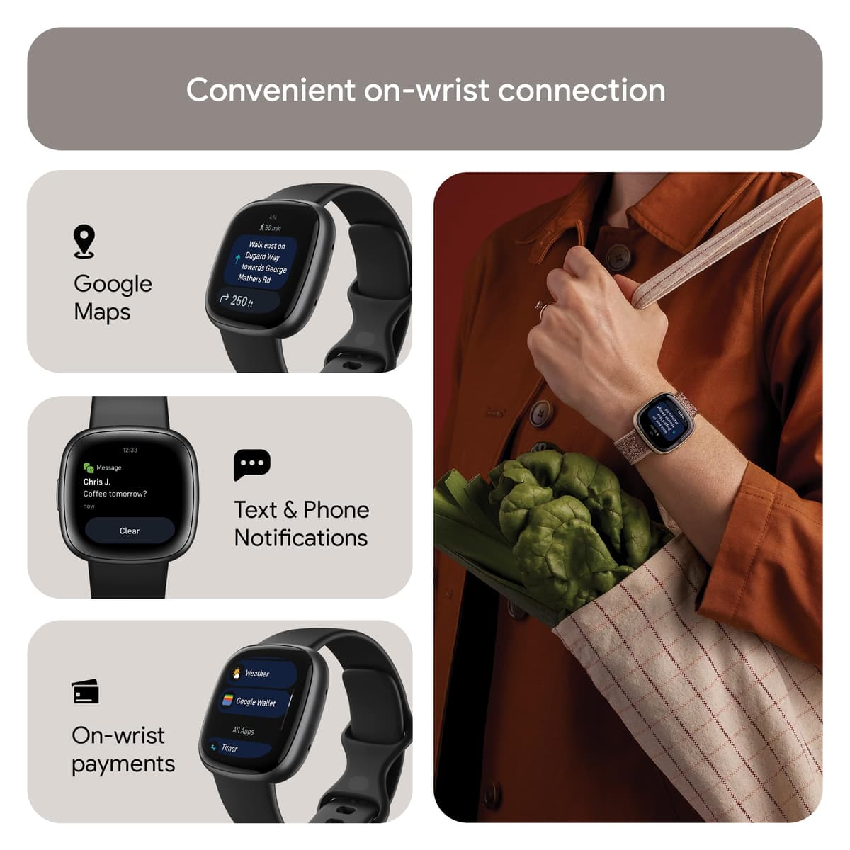 Google Fitbit Versa 4 Fitness Smartwatch with built-in GPS and up to 6 days battery life - compatible with iOS 15 or higher & Android OS 9.0 or higher — view 4