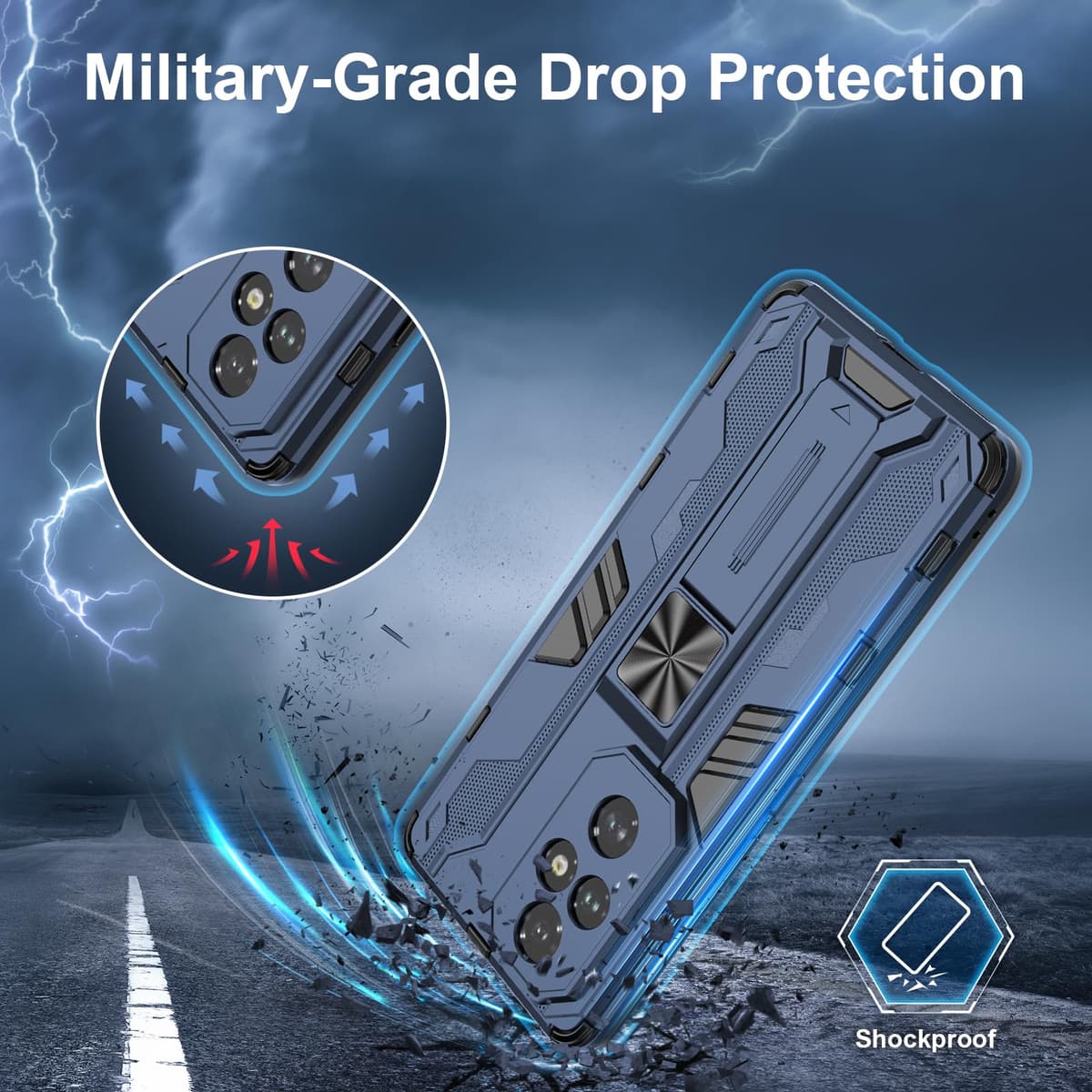 Funda para CMF Phone 2 Pro, Carcasa Antigolpes con Soporte anular metálico, Case Protectora de Grado Militar, Negro — view 547