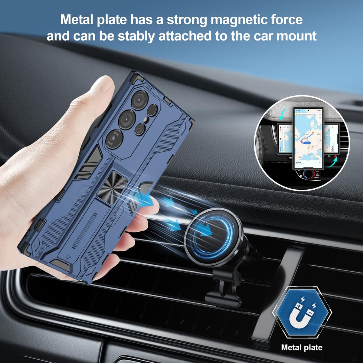 Funda para CMF Phone 2 Pro, Carcasa Antigolpes con Soporte anular metálico, Case Protectora de Grado Militar, Negro — view 451