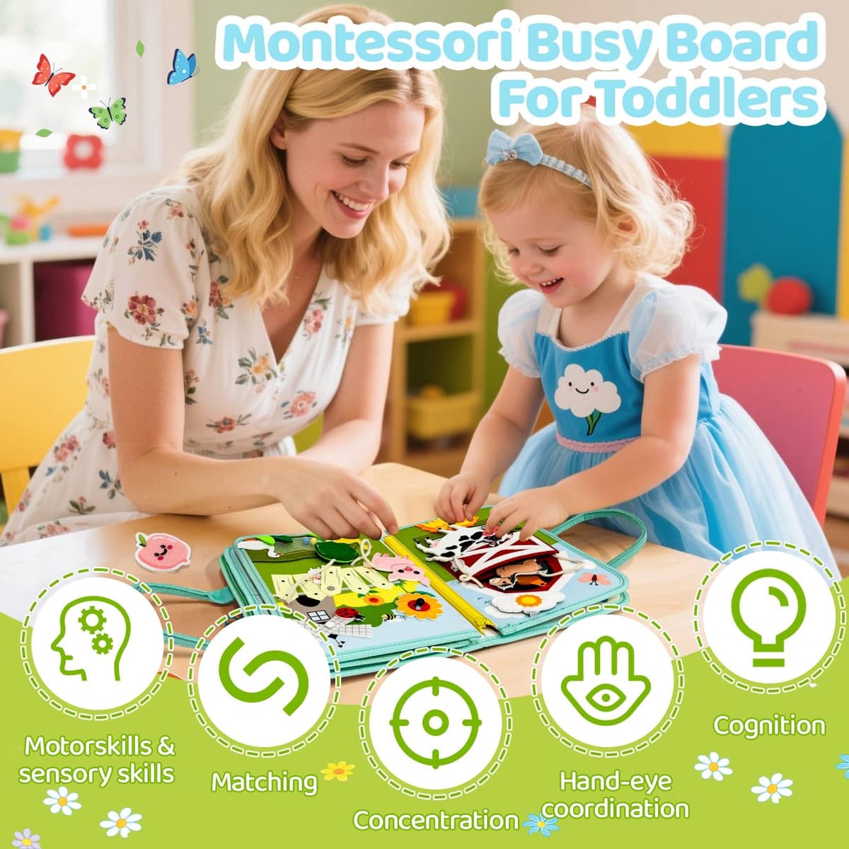 Busy Board, Juguetes Niños 2 Año, Juguetes Montessori 2 Años, Animales Granja Busy Board, Montessori 3 Año, Juegos Educativos 2 Años, Libro Montessori, Regalo Niños Niñas 3 Años — view 4