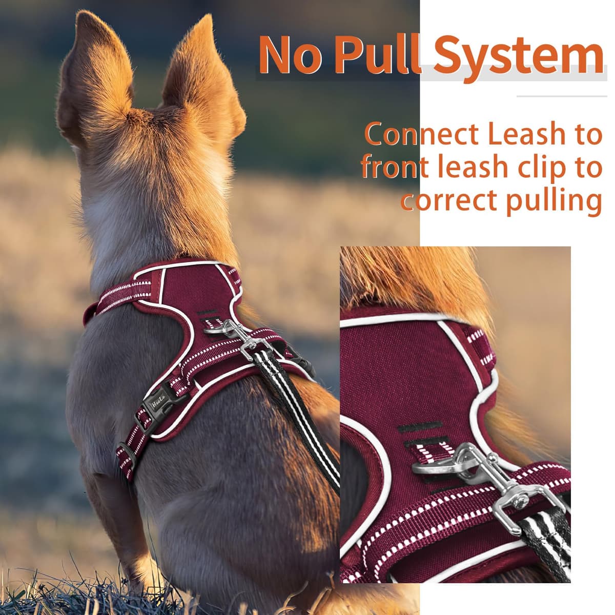 HEELE Dog Harness Medium No Pull Dog Vest Harness with Soft Handle Reflective Pet Harness for Outdoor Training Walking, Black, M — view 268