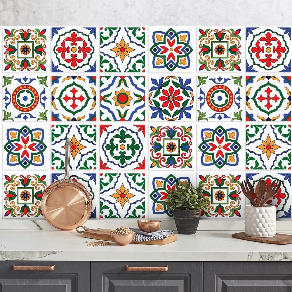 RE-COVERTILES - Pegatinas Azulejos Cocina y Baño Stickers de PVC Impermeables Antiarañazos Decoración de Pared Baldosas Peel and Stick - Modelo 24 Pzas 10x10 cm PS00179 Made in Italy — view 63