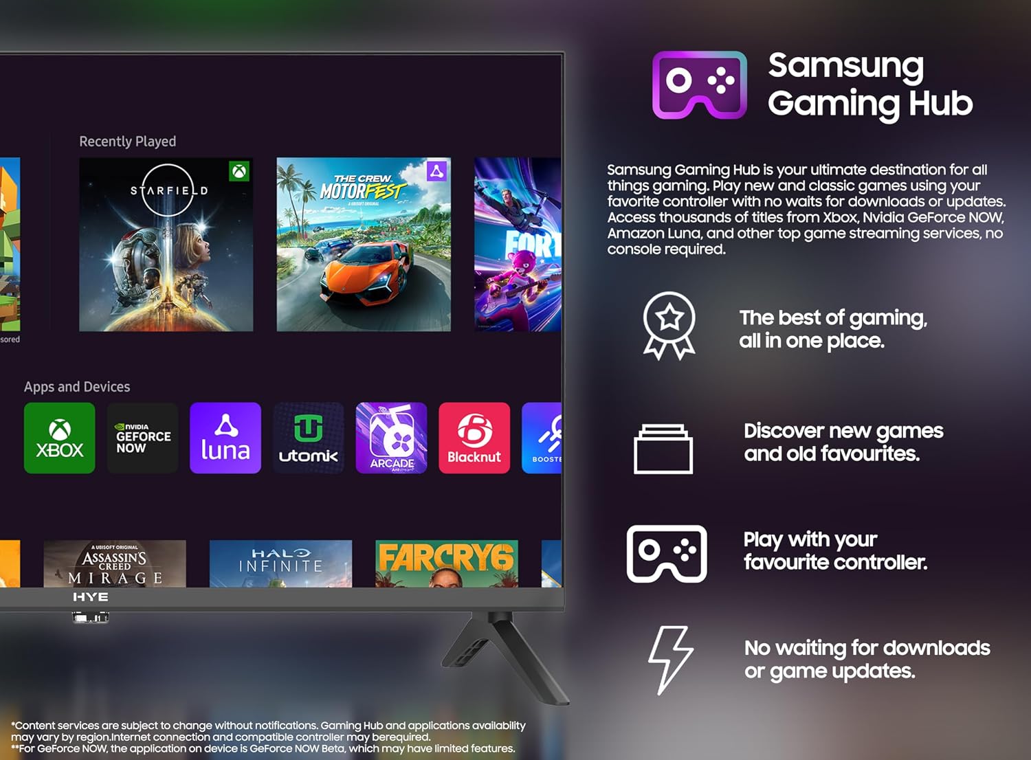 HYE TV - Smart TV, 24" Screen Size, HD Ready Resolution, Apple AirPlay, Samsung Tizen OS & Gaming Hub, Versatile Connectivity — view 4
